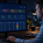 Revenue manager analizando datos de pricing con inteligencia artificial en software RMS hotelero